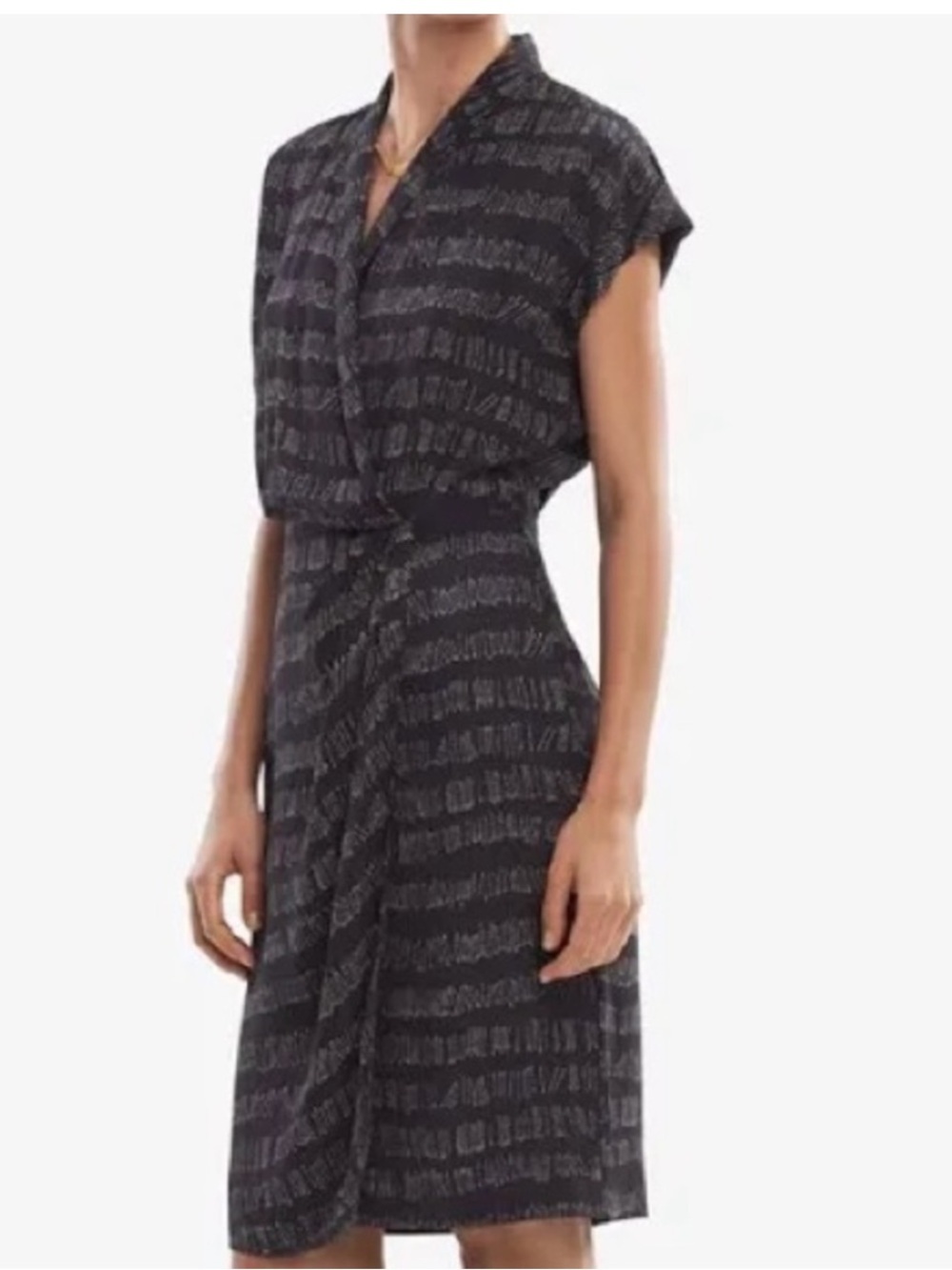M.M.LaFleur Jasmine Faux Wrap Dress Black White 16 Women’s